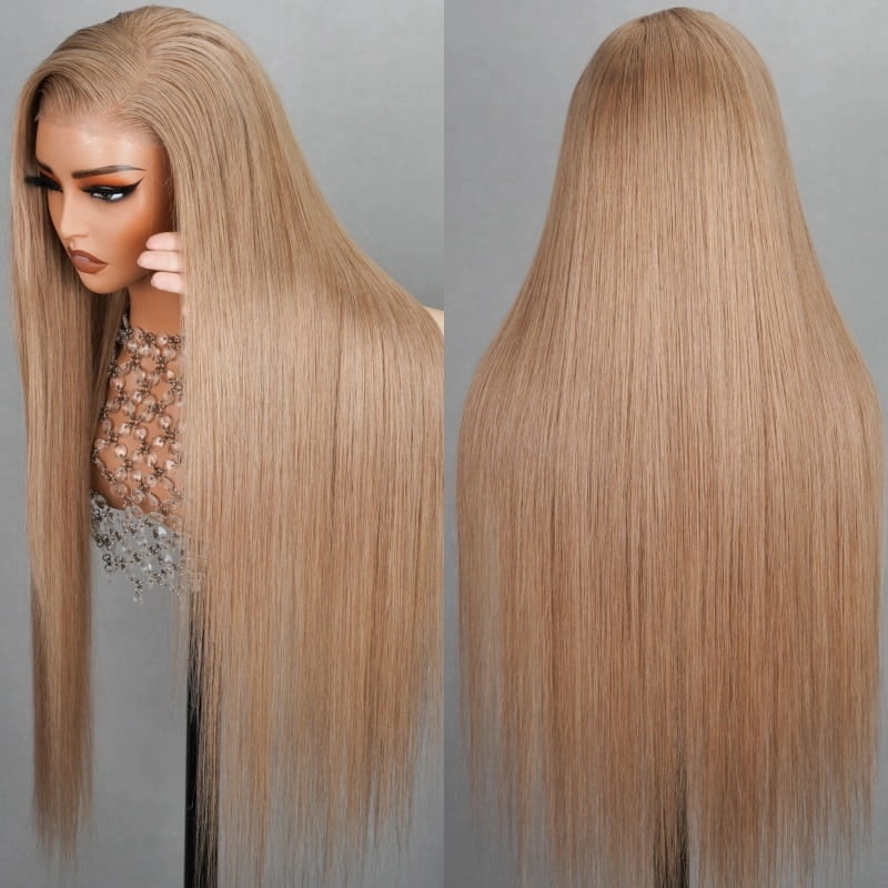 13x4/13x6 Flaxen Ash Blonde Preplucked Human Hair Lace Front Wig