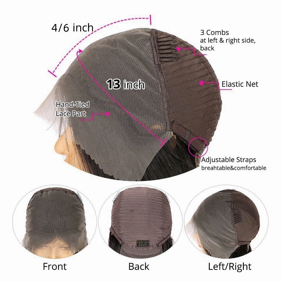 13x6 / 13x4 Full Frontal Body Wave Preplucked Human Hair Lace Front Wig