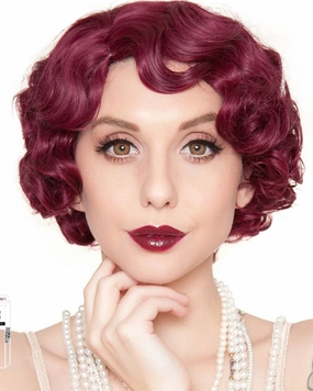 20s Flapper Finger Wave Premium Short Burgundy Wig