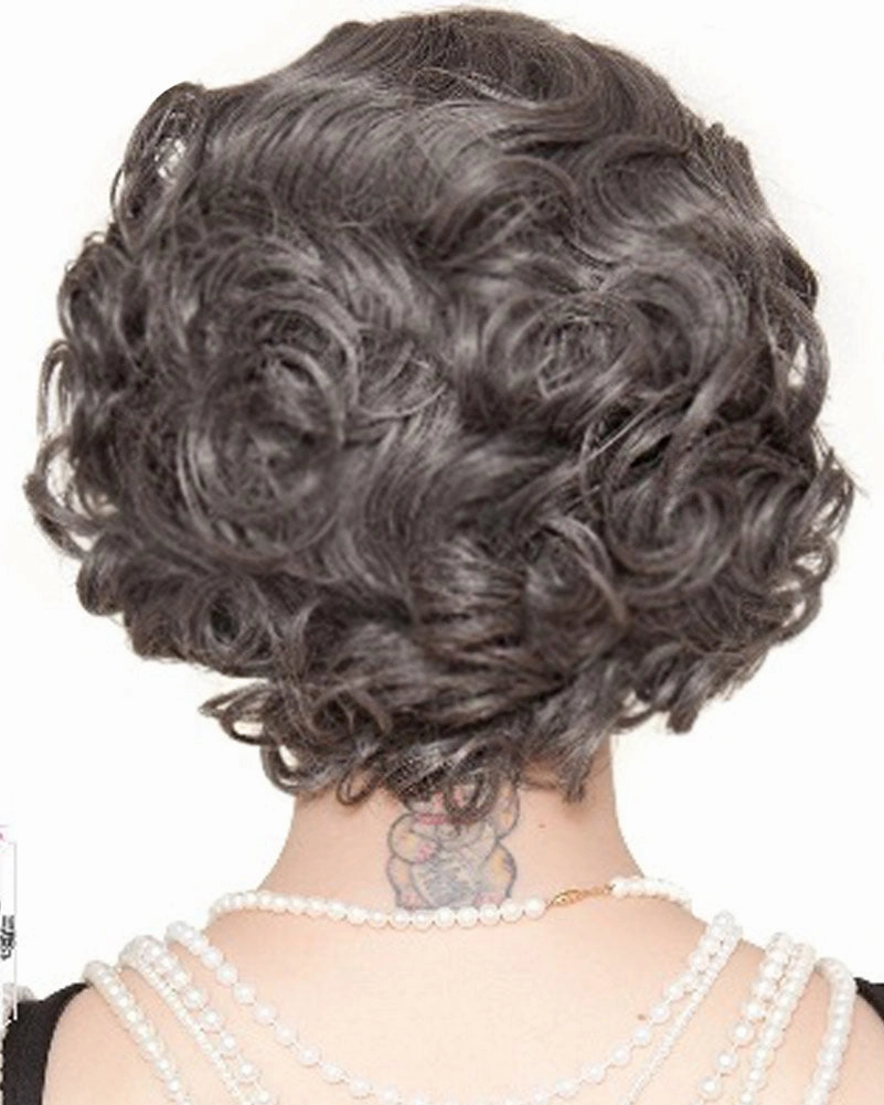 20s Flapper Finger Wave Premium Short Grey Wig