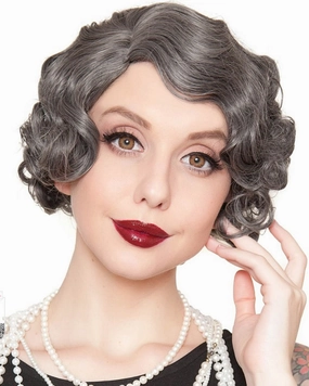 20s Flapper Finger Wave Premium Short Grey Wig