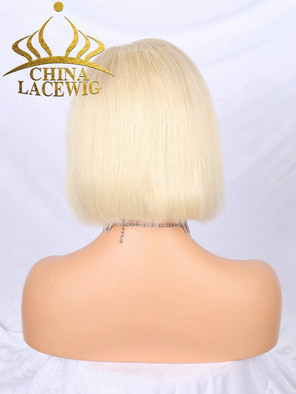 24hrs shipping #613 Blonde Color Hair Brazilian Human Hair Straight Short Bob Lace Front Wig NCF36