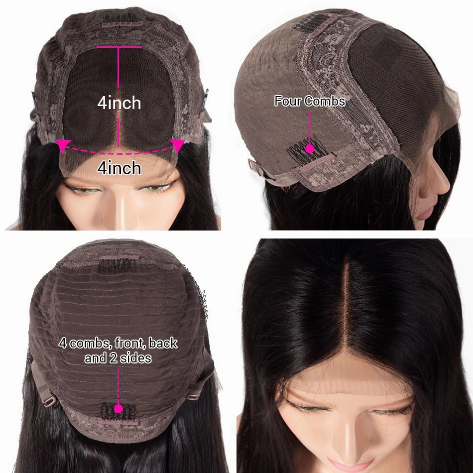 4x4 HD Transparent Lace Closure Wigs Long Straight Hair 100% Virgin Human Hair Wigs-Geeta Hair