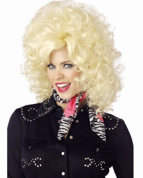 70s Country Western Diva Curly Blonde Wig