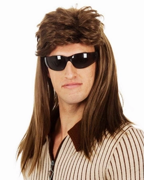 80s Long Brown Mullet Wig