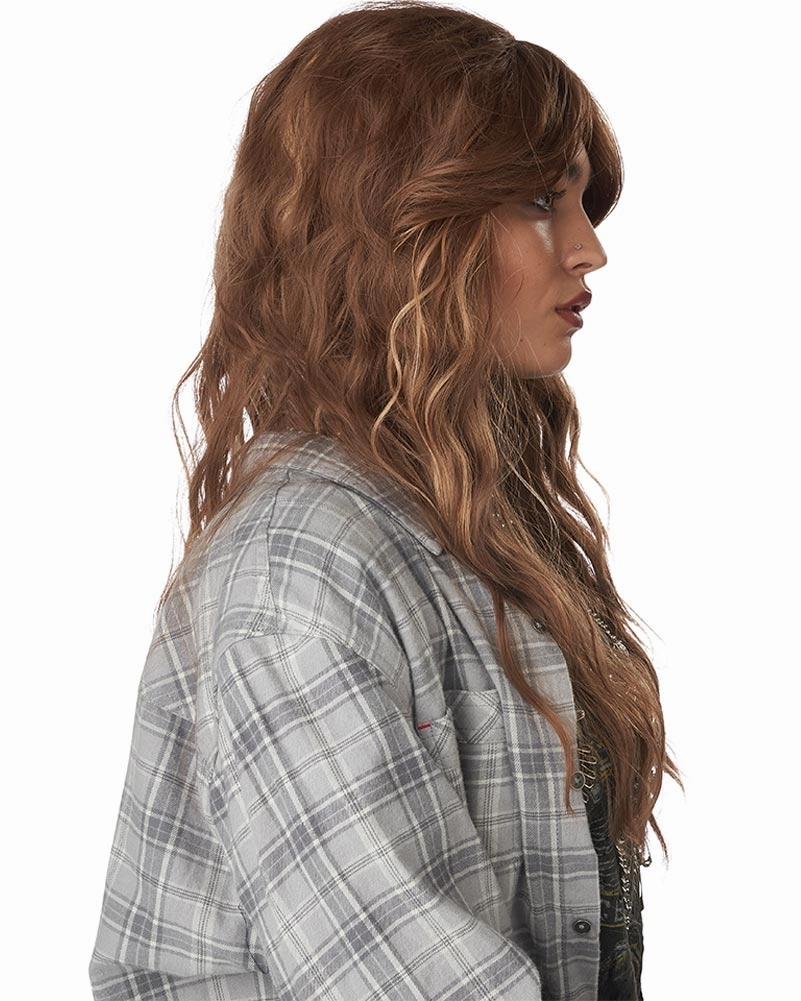 90s Grunge Rocker Long Brown Wig