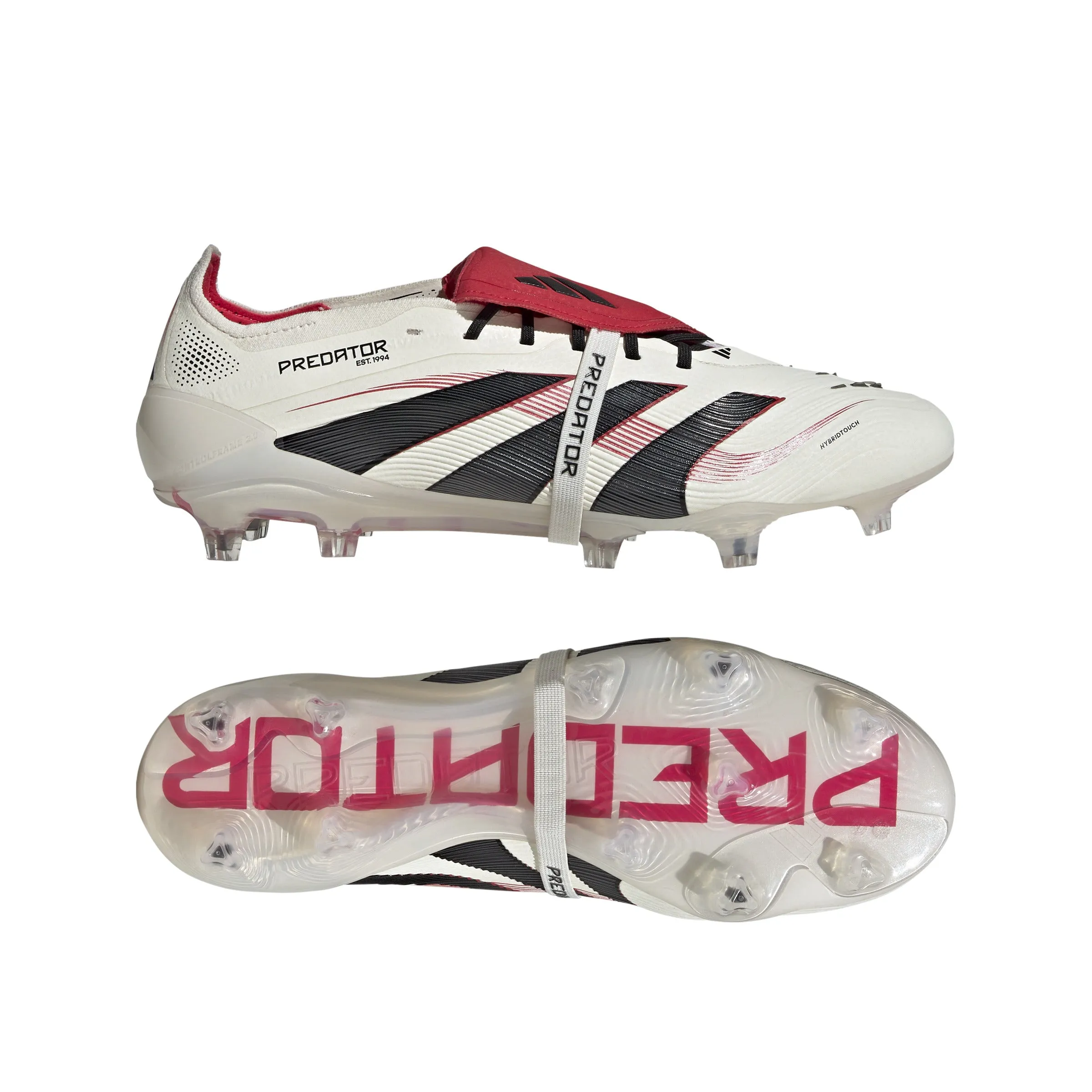 adidas Predator Elite Fold Tounge FG Firm Ground Soccer Cleat - Off White/Core Black/Pure Ruby