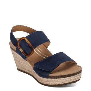Aetrex Women's Ashley Wedge Sandal in Navy