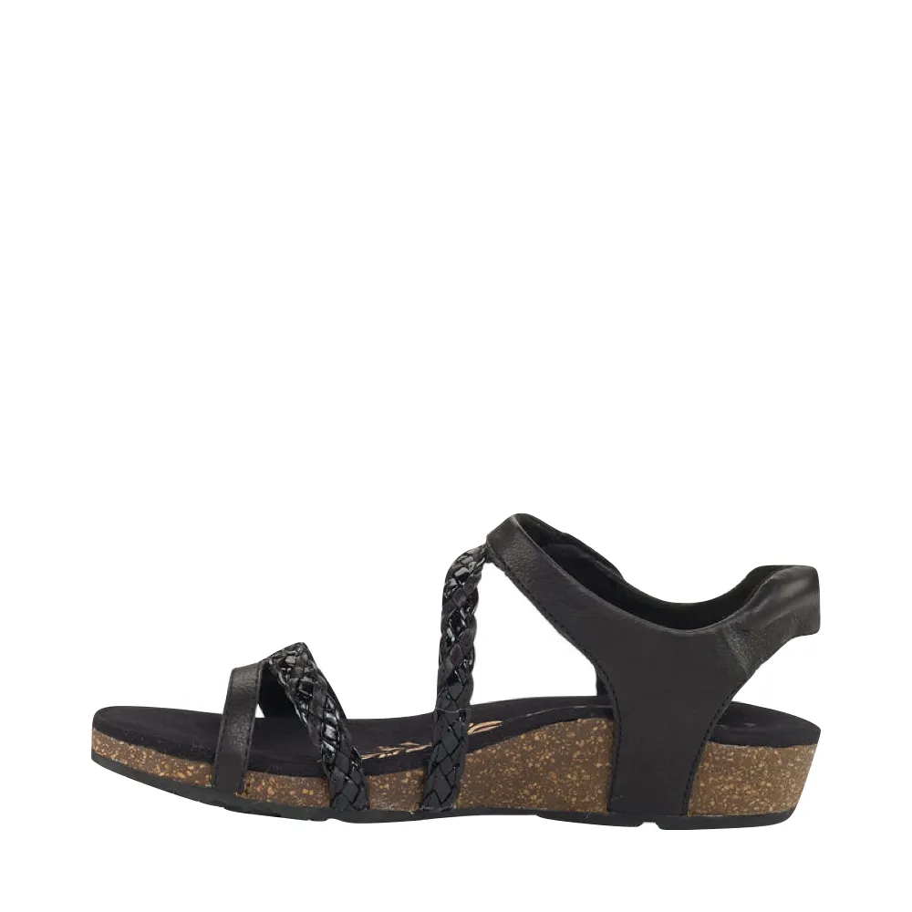 Aetrex Women's Jillian Braided Quarter Strap Sandal in Black