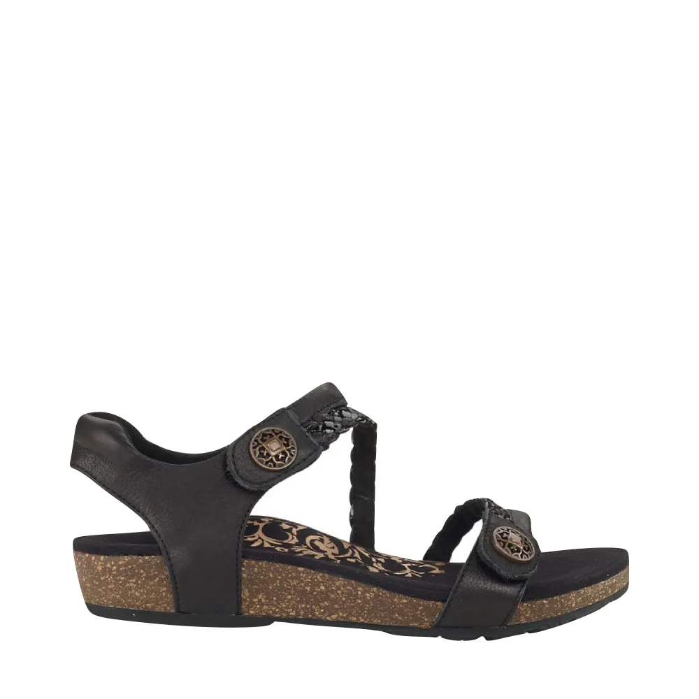 Aetrex Women's Jillian Braided Quarter Strap Sandal in Black