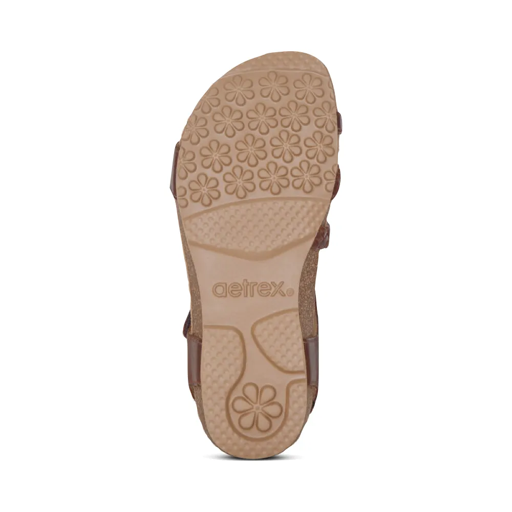 Aetrex Women's Jillian Braided Quarter Strap Sandal in Walnut