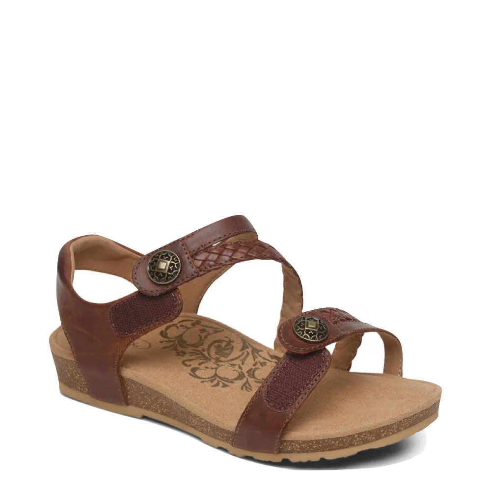 Aetrex Women's Jillian Braided Quarter Strap Sandal in Walnut