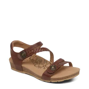 Aetrex Women's Jillian Braided Quarter Strap Sandal in Walnut