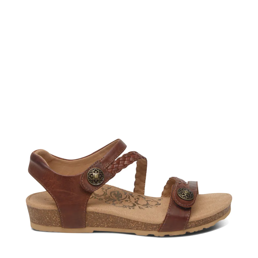 Aetrex Women's Jillian Braided Quarter Strap Sandal in Walnut