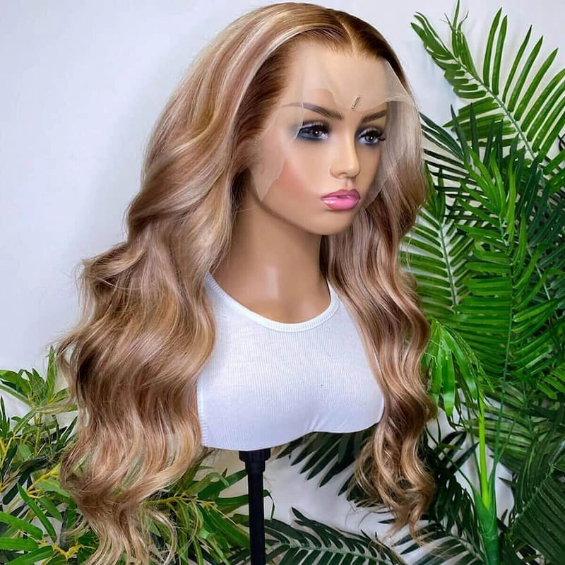 Aleena  | Highlight #4/#613 Brown Blonde Human Hair Body Wave Lace Front Wig