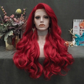 Ariel - Fire Red Long Wavy Synthetic Lace Front Wig Cosplay Wig Imstyle