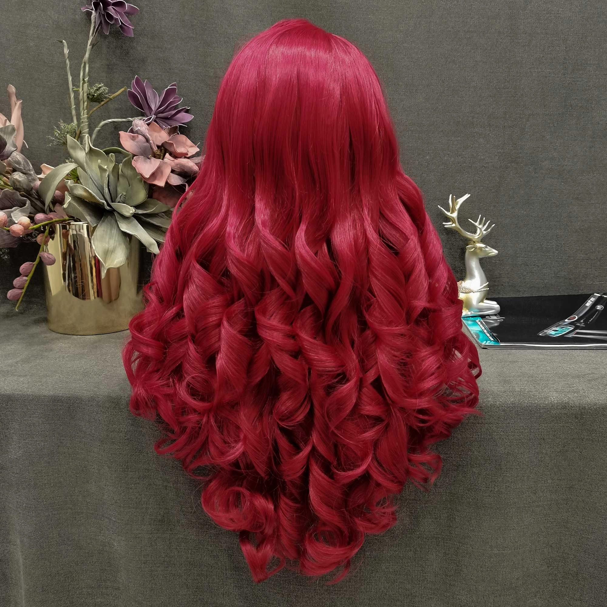 Ariel - Fire Red Long Wavy Synthetic Lace Front Wig Cosplay Wig Imstyle