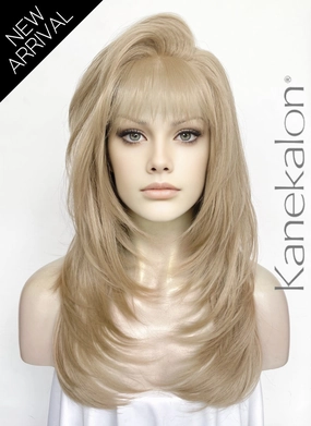 Ash Blonde Straight Lace Front Kanekalon Synthetic Hair Wig With Fuffy Bang LF8051
