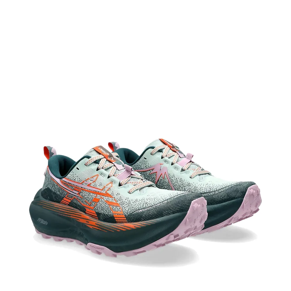 Asics Women's Trabuco 4 Sneaker in Cold Moss/Nova Orange