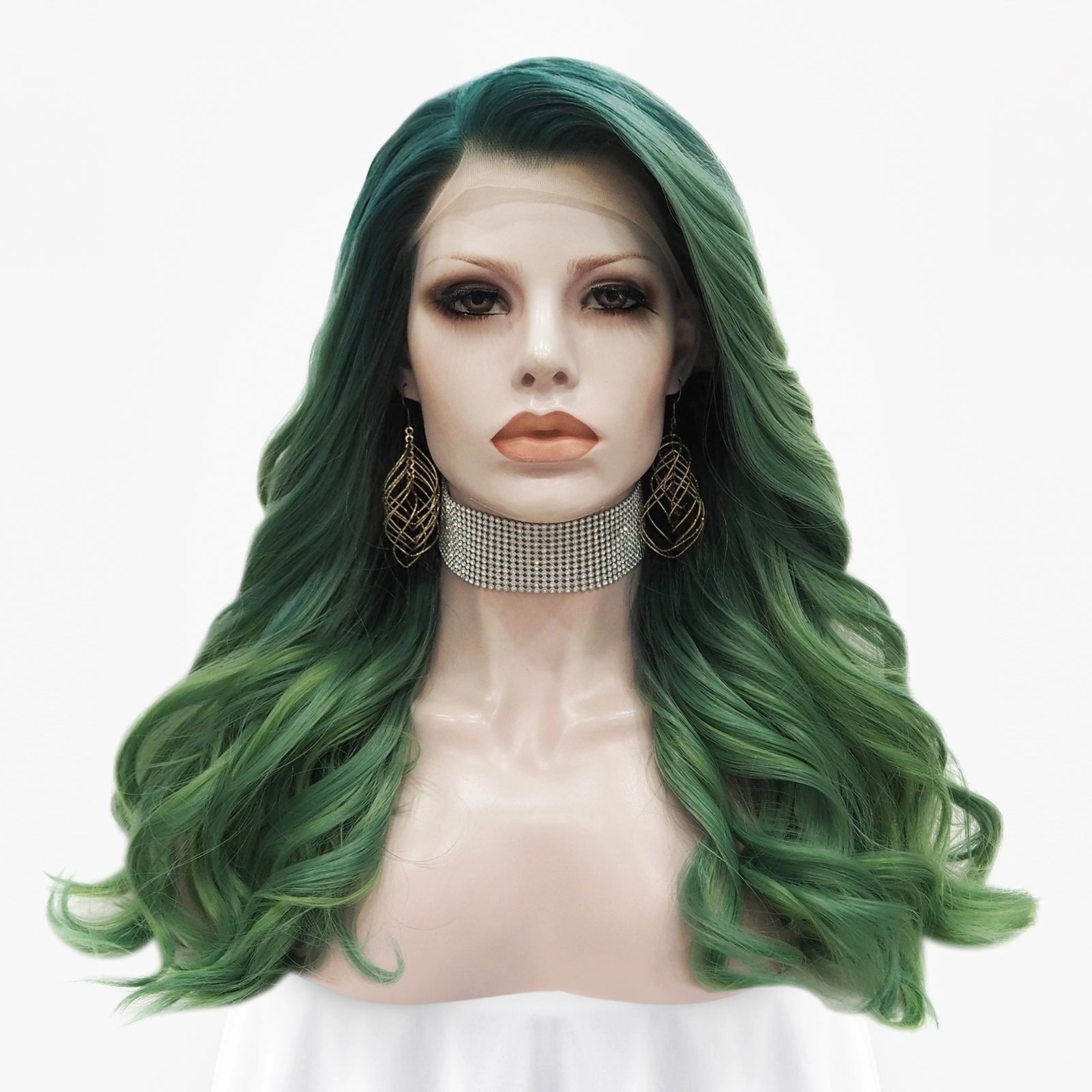 Autumn Green Ombre Wave Lace Front Synthetic Wig
