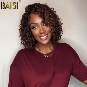 BAISI Sexy Side Part Water Wave Highlight Wig