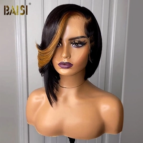 BAISI Sexy Side Part Wavy With Highlight Short Wig