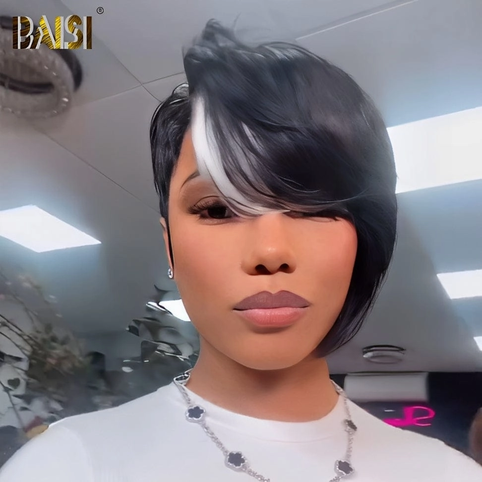 BAISI Sexy  Side Part With Silver BOB Wig