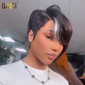 BAISI Sexy  Side Part With Silver BOB Wig