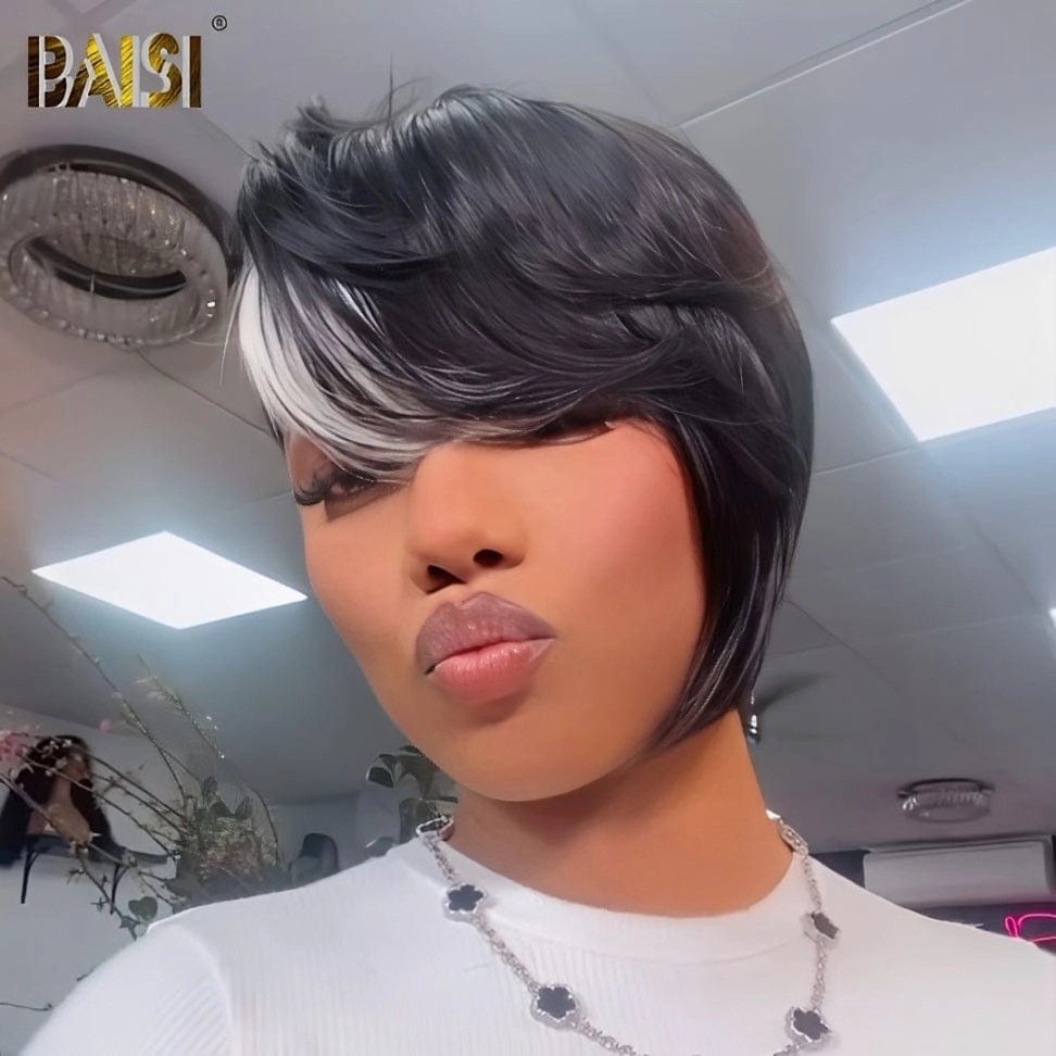 BAISI Sexy  Side Part With Silver BOB Wig