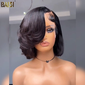 BAISI Sexy Side Straight With Wavy Bleached Knots BOB Wig