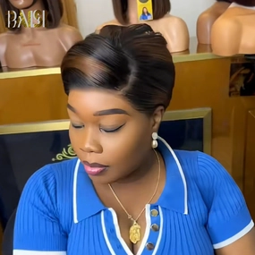 BAISI Short BoB With Brown Glueless Lace Wig