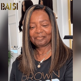 BAISI Side Part Bleached Knots Highlight BOB Lace Wig