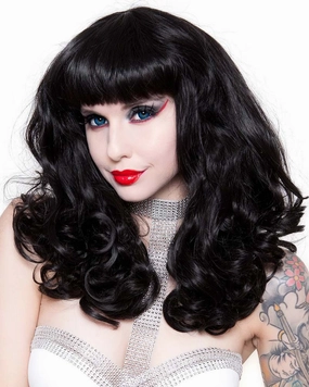Bang Bang Black Widow Premium Curly Black Wig