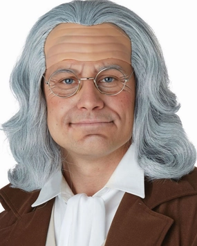 Benjamin Franklin Long Grey Wig