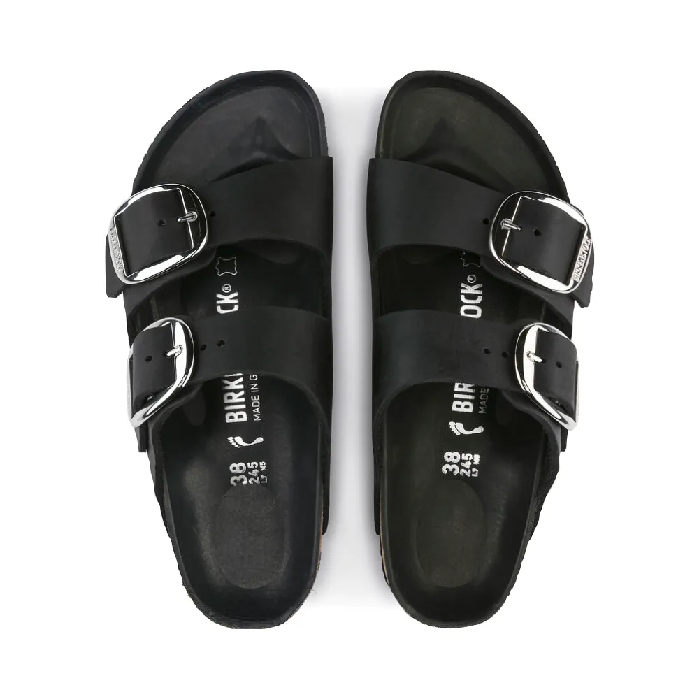 Birkenstock Arizona Oiled Leather Big Buckle Sandal in Black