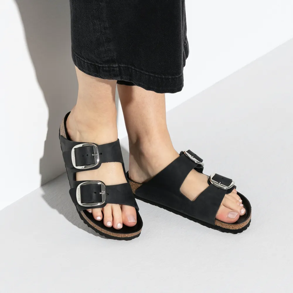 Birkenstock Arizona Oiled Leather Big Buckle Sandal in Black