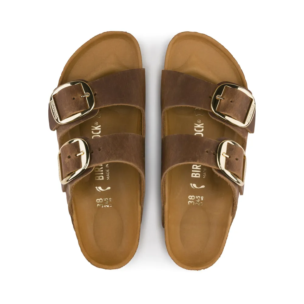 Birkenstock Arizona Oiled Leather Big Buckle Sandal in Cognac