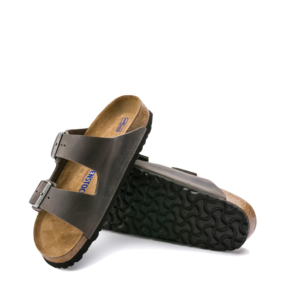 Birkenstock Arizona Oiled Leather Soft Regular Footbed Sandal in Iron Grey