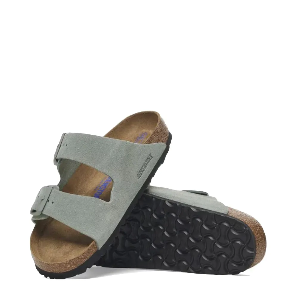 Birkenstock Arizona Suede Soft Footbed Sandal in Pure Sage