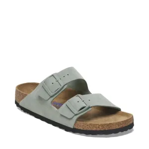 Birkenstock Arizona Suede Soft Footbed Sandal in Pure Sage