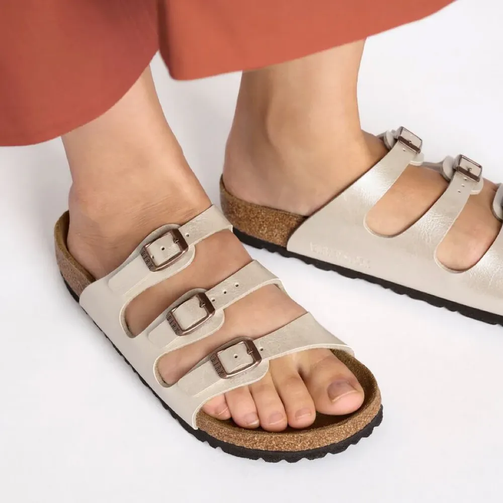Birkenstock Women's Florida Birko-Flor Sandal in Graceful Pearl White