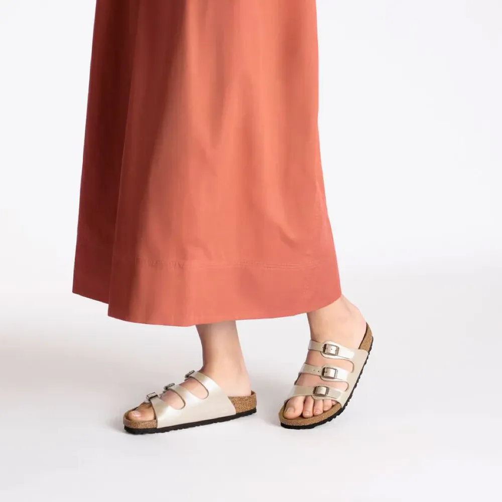 Birkenstock Women's Florida Birko-Flor Sandal in Graceful Pearl White