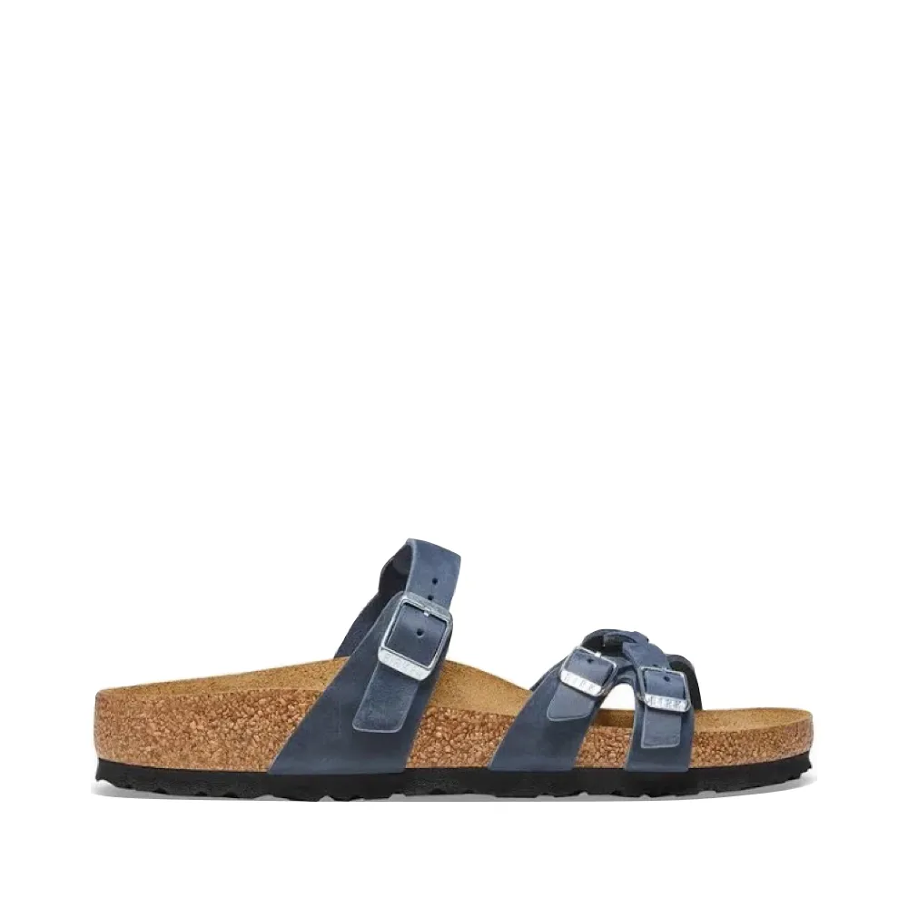Birkenstock Women's Franca Braided Oiled Leather Sandal in Navy