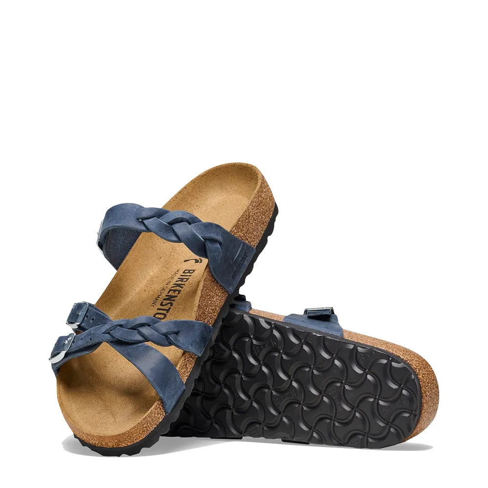 Birkenstock Women's Franca Braided Oiled Leather Sandal in Navy