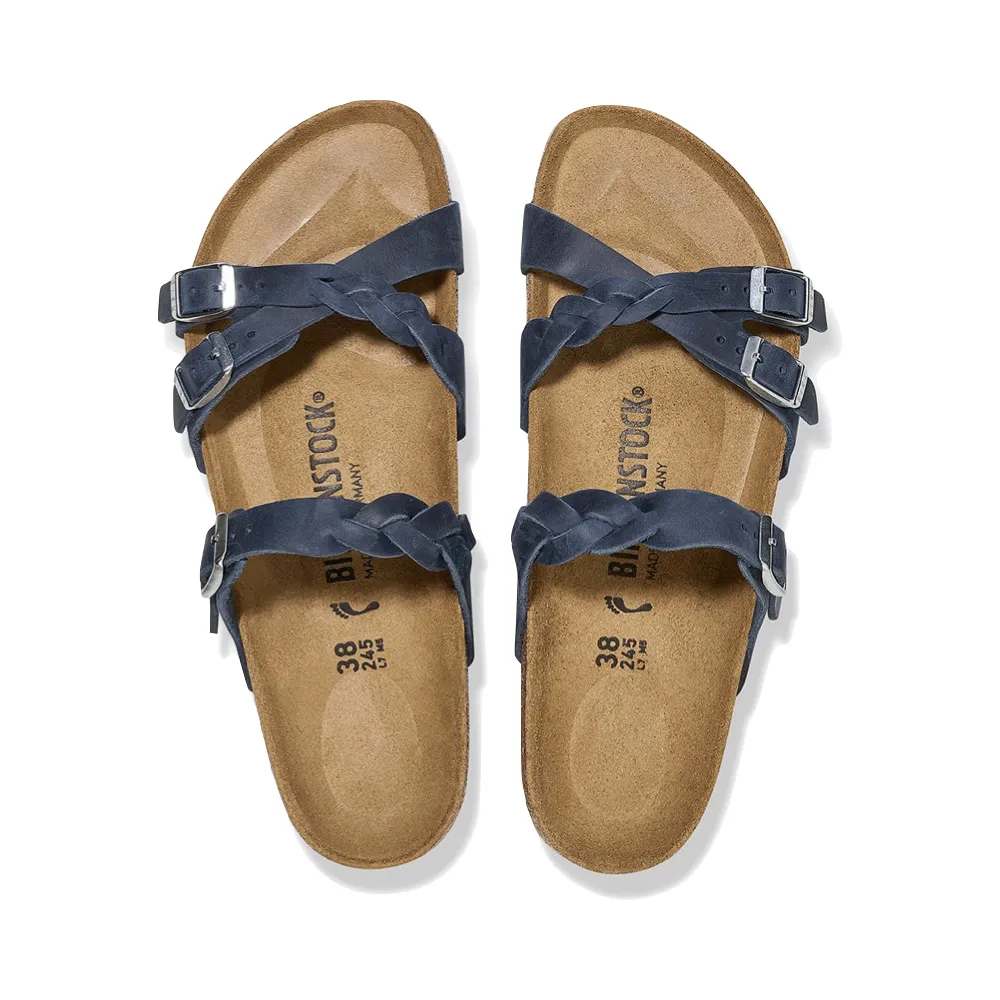Birkenstock Women's Franca Braided Oiled Leather Sandal in Navy