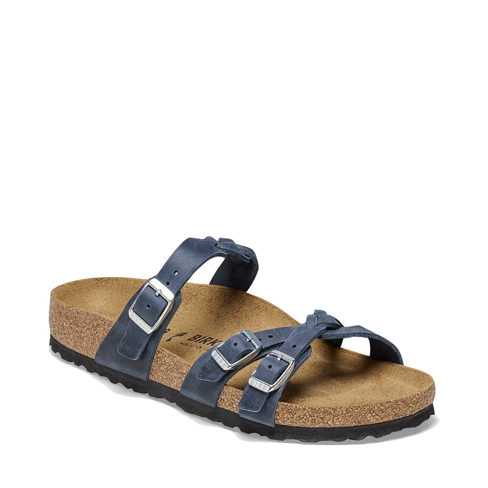 Birkenstock Women's Franca Braided Oiled Leather Sandal in Navy