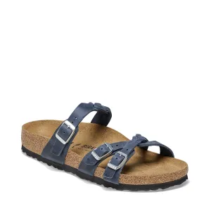 Birkenstock Women's Franca Braided Oiled Leather Sandal in Navy