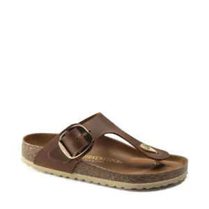 Birkenstock Women's Gizeh Oiled Leather Big Buckle Sandal in Cognac