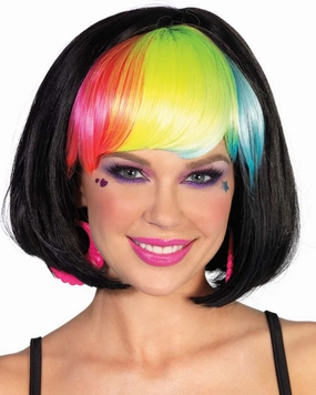 Black and Rainbow Bob Wig