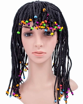 Black Cornrow Wig with Beads